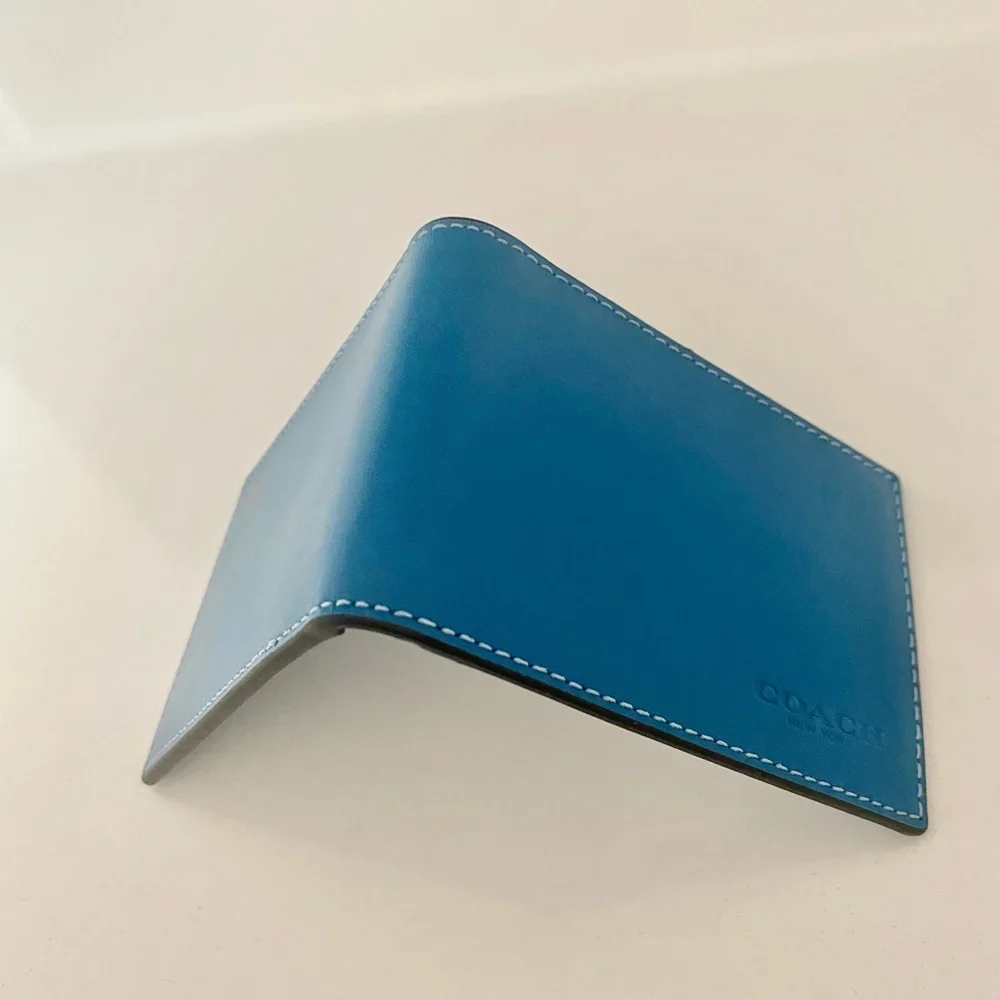 Coach Blue Leather Single Fold Wallet